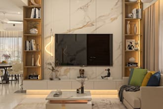 create modern living room interior design and 3d rendering