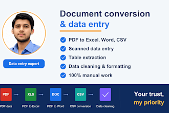 do PDF data extraction, PDF to excel and word conversion