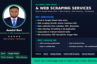 do accurate data entry, collection, scraping, data visualization