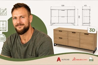 furniture cad, manufacturing drawing, shop drawing, autocad, solidworks, dxf