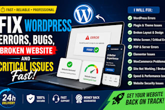 fix wordpress errors bugs broken website and critical issues fast
