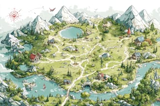 draw rv park map and campground map in vector illustrator