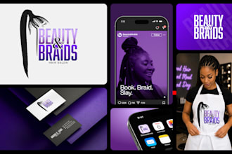 design a custom braids and hairstyle logo for your brand