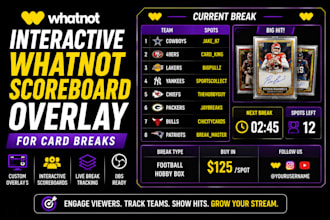 create an interactive whatnot scoreboard overlay for card breaks