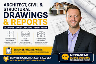 provide architect, civil and structural engineer drawings in ca, ny, mi, tx, ar