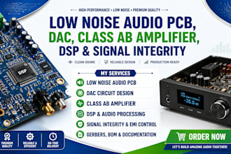 design low noise audio pcb, dac, class ab amplifier, dsp and signal integrity