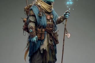 draw a fantasy character for dnd, pathfinder, etc