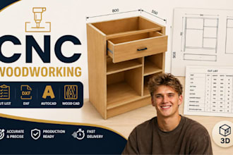 cnc woodworking drawing, furniture cut list, dxf, autocad, wood cad shop