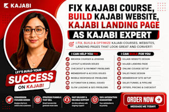 fix kajabi course, build kajabi website, kajabi landing page as kajabi expert