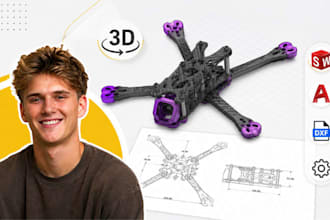 fpv drone frame drawing, fpv cad, carbon fiber, solidworks, autocad, dxf