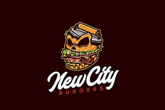 design new burger restaurant food logo