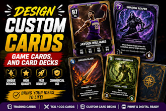 design a custom card, game cards, and card decks