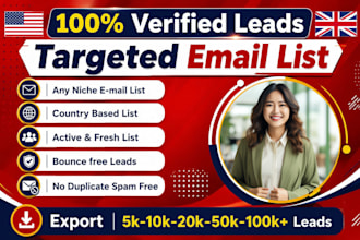 do niche targeted verified email list, b2b, bulk email list for email marketing