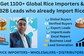 provide 1100 worldwide rice importers b2b leads who already imports