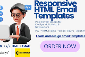 design psd to html signature email flows newsletter templates klaviyo mailchimp