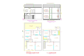 make 2d floor plan, elevation and section