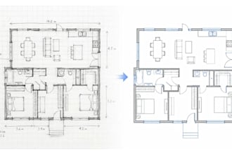 review and redraw your sketches into professional cad floor plans