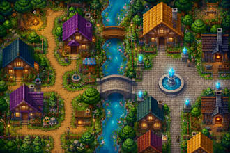 create custom 2d top down pixel art tileset, tilemap and game assets