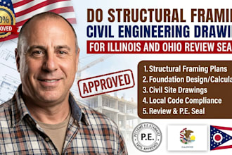 do structural framing civil engineering drawing for illno and ohio review sealed