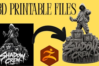 convert 2d to 3d model, image to 3d charater stl picture to printable sculpture