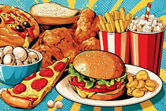 make a food pop art illustration