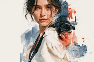 minimalist watercolor portraits from your photos