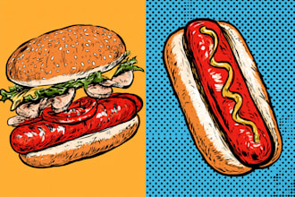 create vibrant and unique food pop art illustrations