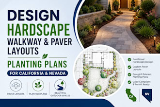 design hardscape walkway paver layouts planting plans for california and nevada