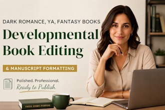 be developmental book editor, dark romance fantasy ya book editor book formatter