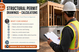 prepare california architectural structural permit drawings with calculations