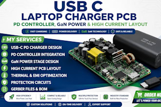 usb c laptop charger pcb design, pd controller gan power and high current layout