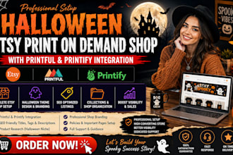 setup halloween etsy print on demand shop prinful printfy pod spooky store