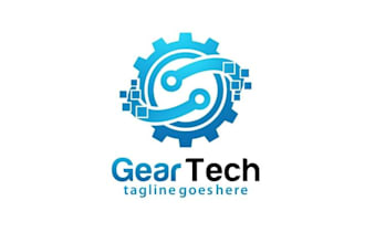 design a modern tech gear vector logo for your business