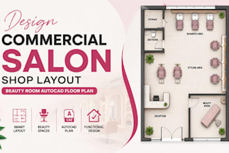 design commercial salon, shop layout, beauty room autocad floor plan