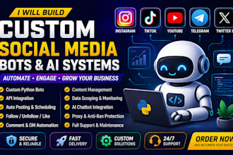 create social media bot, tiktok bot, instagram bot, youtube bot, twitter x bot