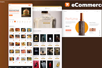 design ecommerce website UI UX for food delivery and perfume store