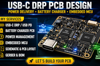 usb c drp pcb design, power delivery controller, battery charger embedded mcu