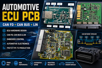 automotive ecu pcb with can fd can bus lin communication and embedded system