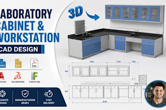 laboratory cabinet drawing, lab workstation cad, autocad, dxf, solidworks