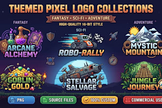 design custom retro 8bit 16bit pixel art rpg game ,indie game title logo brand