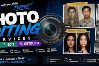 do any photo edit repair, retouch, retype, correction, colorized