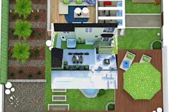 do 3d backyard landscape design and front yard garden pool design ,patio