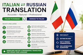 professionally translate italian to russian and russian to italian