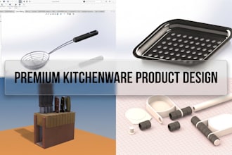 design kitchenware, cutting boards, trays and utensils 3d cad product design