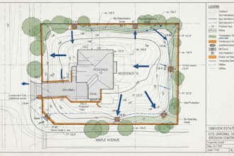 design site grading plan, site plan, drainage plan, erosion plan, stormwater