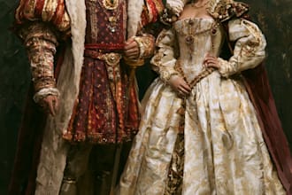 illustrate a romantic family royal couple portrait