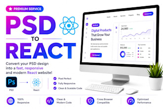 convert PSD, figma to react js responsive website