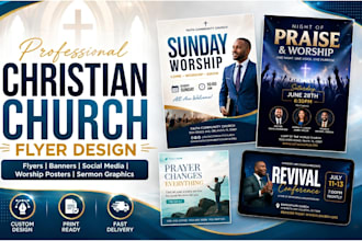 do modern church flyer design, event flyer, and postcard or social media post