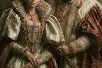 illustrate a romantic family royal couple portrait