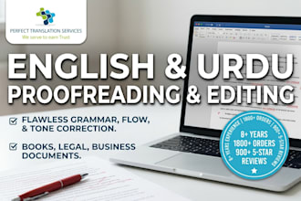 professionally proofread and edit english and urdu documents